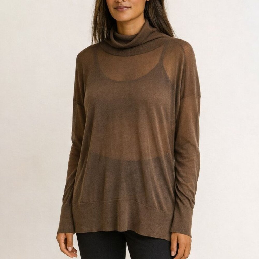 Lafayette 148 Sheer Turtleneck Sweater‎ Medium